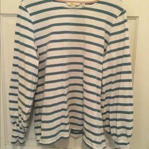 Womens Boden striped top with fun puffy sleeves and fitted wrists